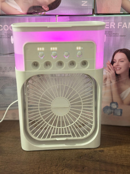 MINI VENTILADOR HUMIDIFICADOR CON LUZ LED