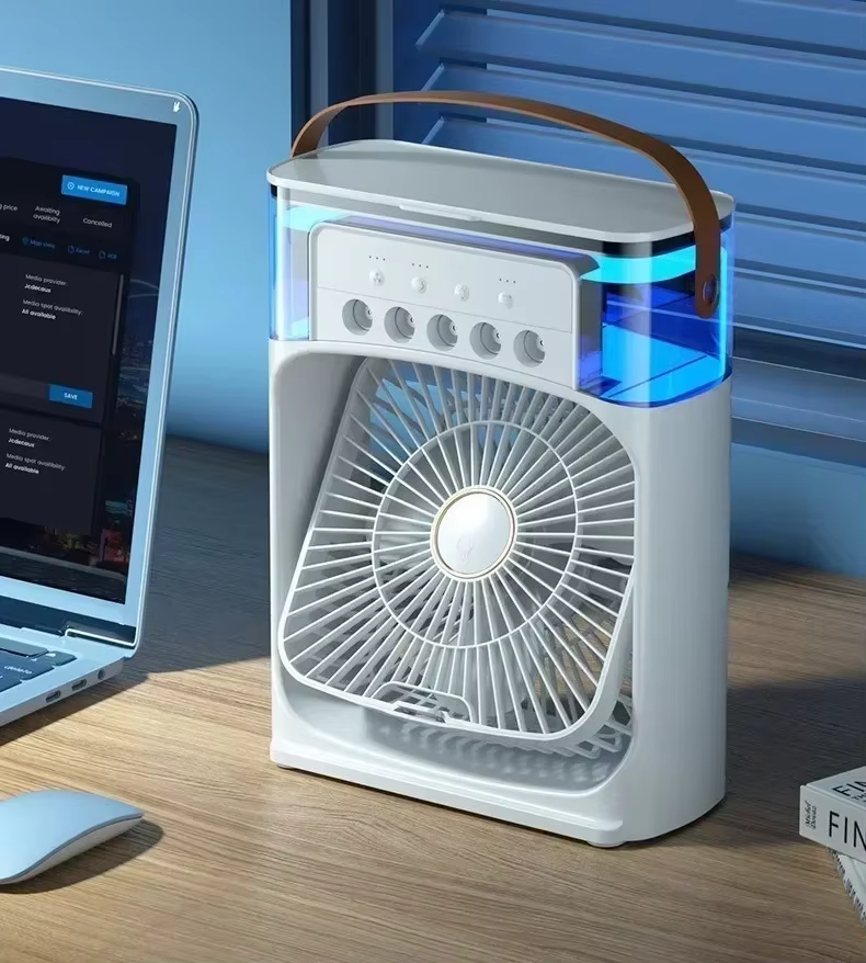 MINI VENTILADOR HUMIDIFICADOR CON LUZ LED