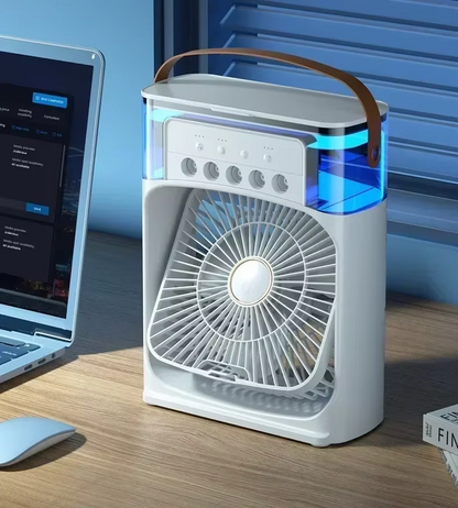 MINI VENTILADOR HUMIDIFICADOR CON LUZ LED